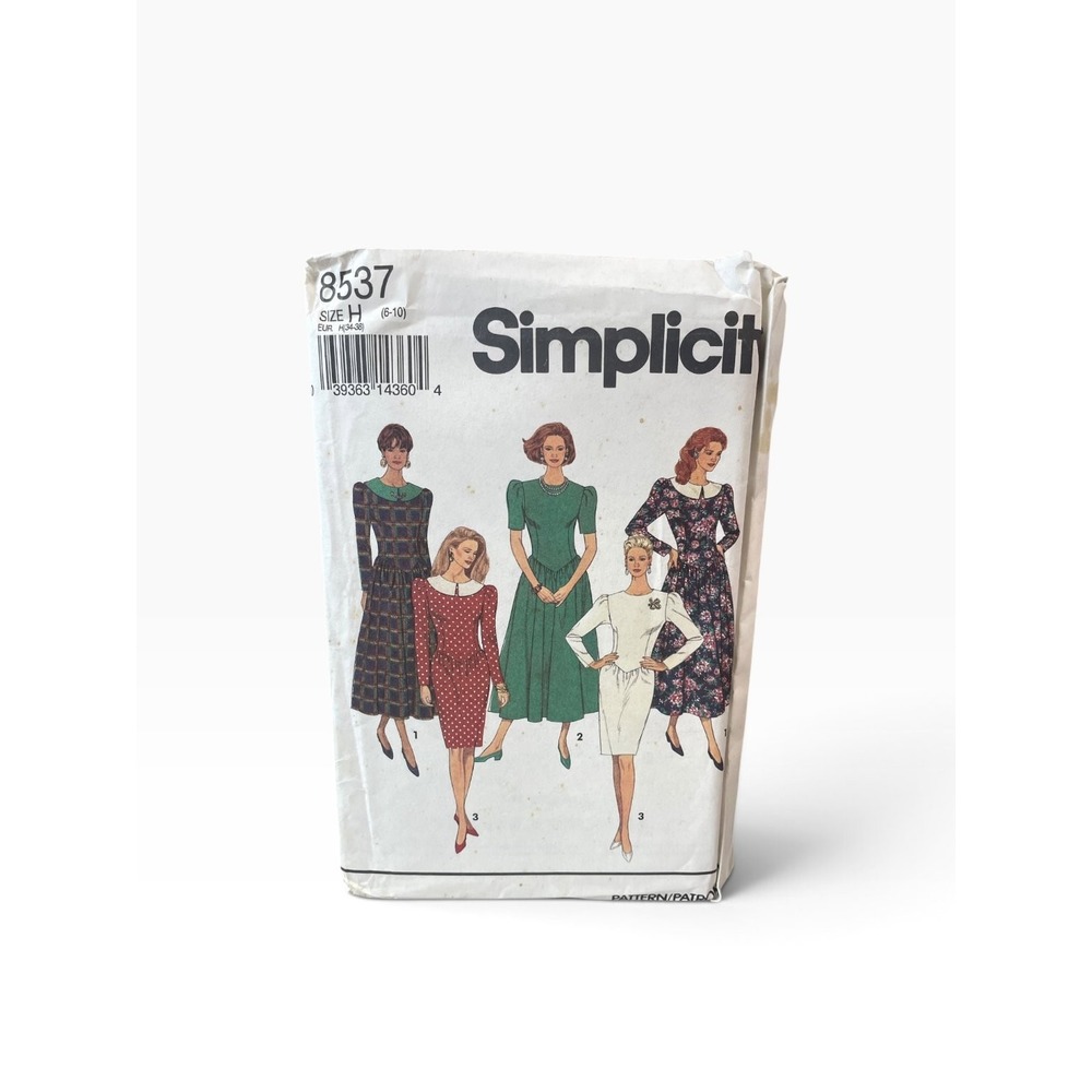 Simplicity 8537 Dress Misses Miss Petite Size H (6-8-10) 80s 90s Vintage Uncut